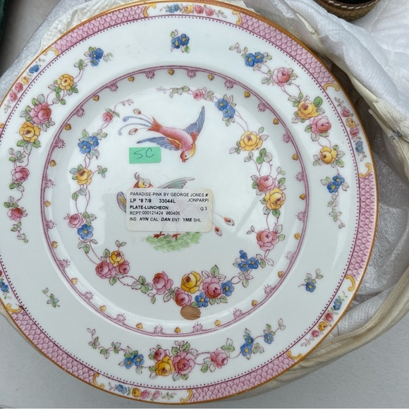 9 Antique Crescent Ware England Paradise Floral Porcelain Plate Dinnerware Mint - Picture 4 of 12